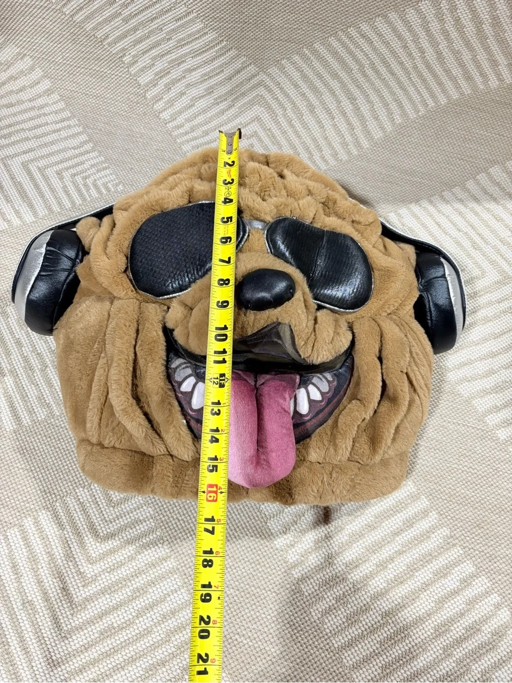 “Bulldog Beats” costume; plush dog full face mask (Halloween, Cosplay)